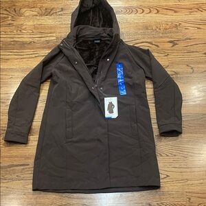 Mondetta Outdoor Project Ladies Long Soft Shell Jacket Size L Brown NWT hood